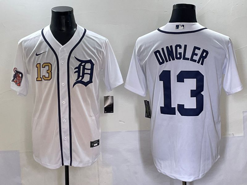 Men 2025 Detroit Tigers 13 Dingler White Game Nike MLB Jersey style 7
